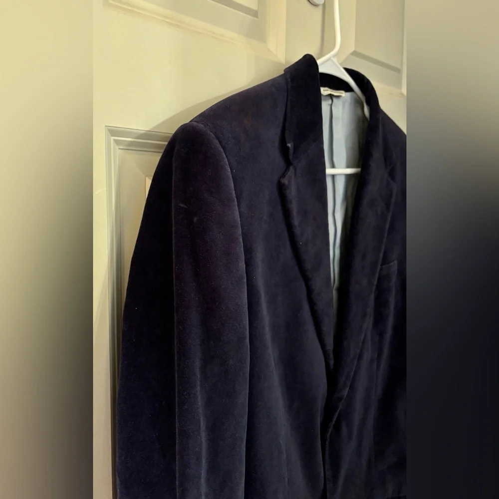 Perry Ellis Men’s Slim Fit Cotton Velvet Blazer in Navy, Size 38 Reg - Picture 4 of 11